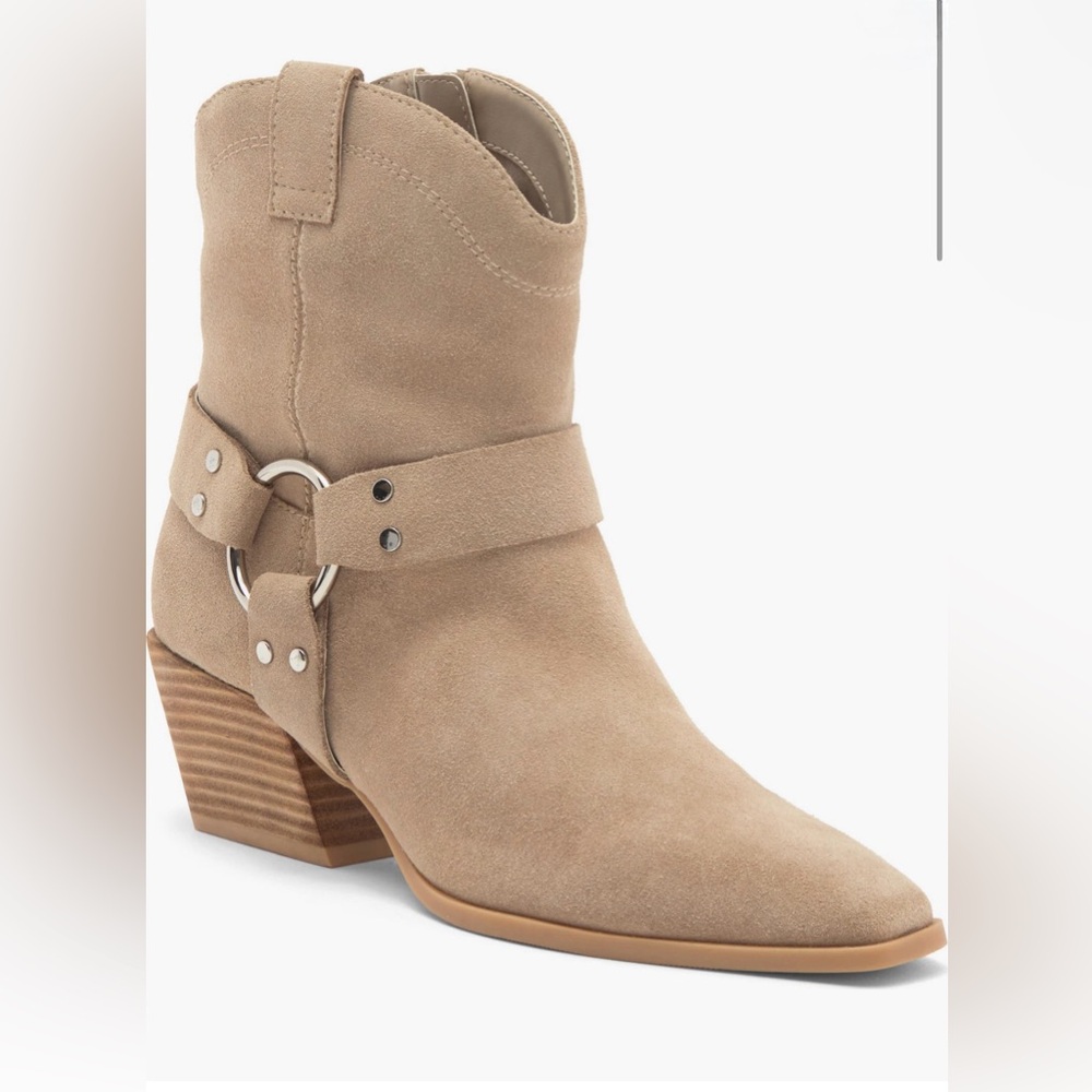 Open Edit Enzo Western  Boot                   Tan Suede Ankle Boots